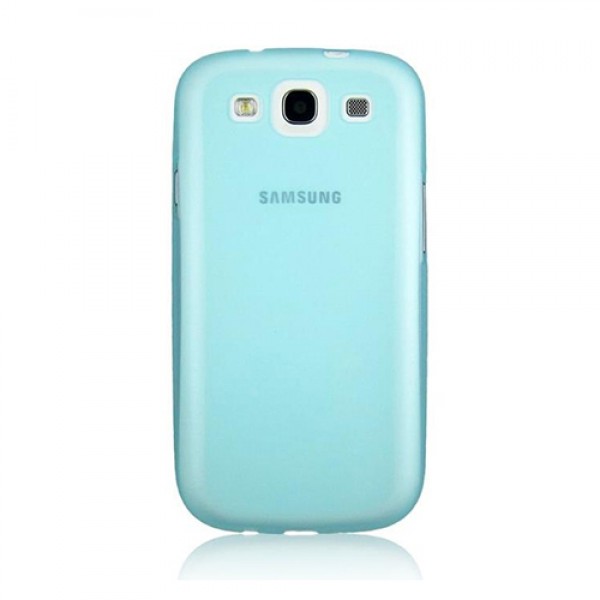 Samsung Galaxy S3 (I9300) Kılıf Soft Silikon Şeffaf-Mavi Arka …