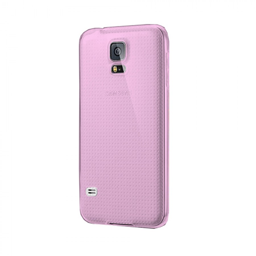 Samsung Galaxy S5 (G900) Kılıf Soft Silikon Şeffaf-Pembe Arka Kapak