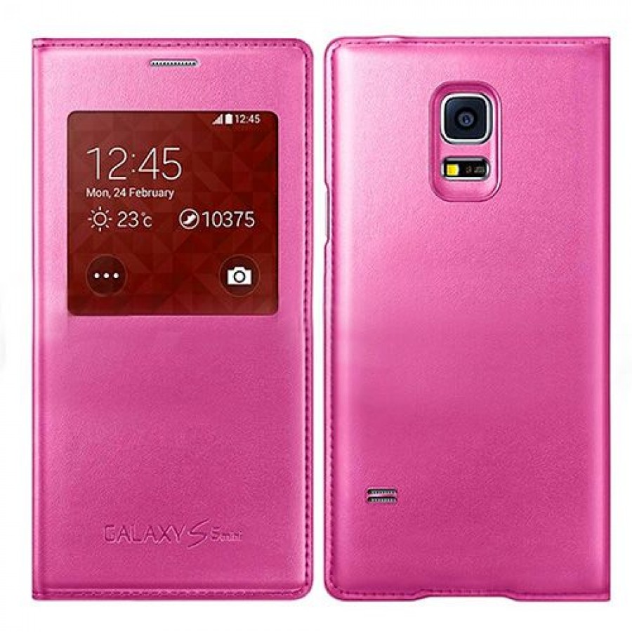 Samsung Galaxy S5 G900 NFC Uyku Modlu Kılıf Pembe