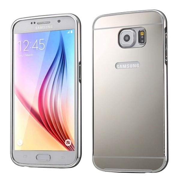 Samsung Galaxy S6 G920 0,7 mm Metal Bumper Arka Koruma Kapaklı Gri…