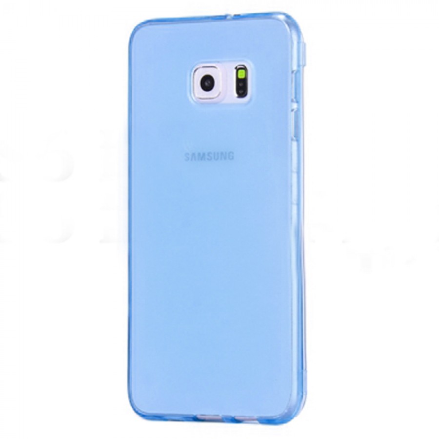 Samsung Galaxy S6 (G920) Kılıf Soft Silikon Şeffaf-Mavi Arka Kapak