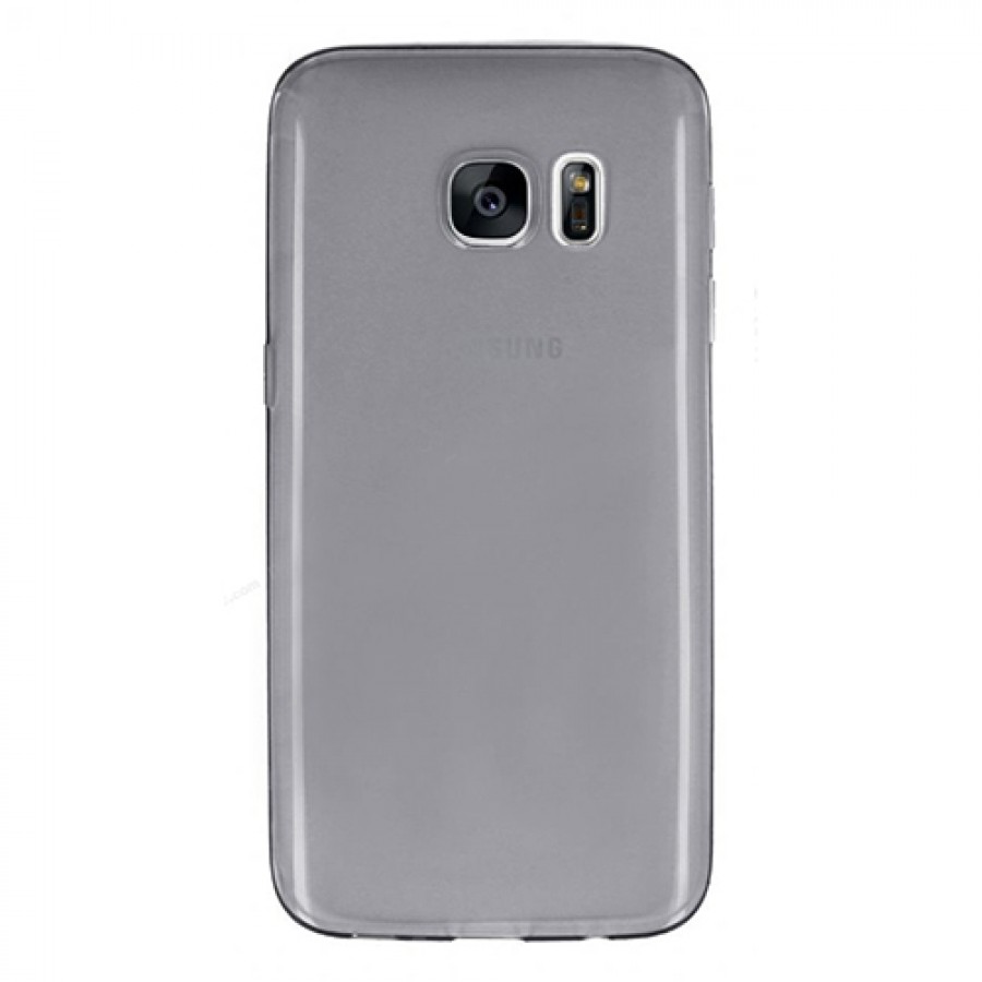 Samsung Galaxy S7 Kılıf Soft Silikon Şeffaf-Siyah Arka Kapak