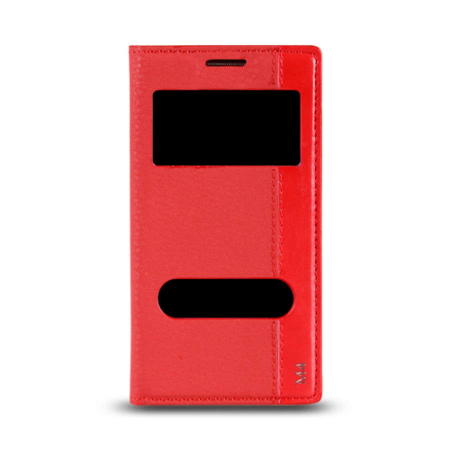 Sony Xperia M4 Aqua Gizli Mıknatıslı Pencereli Magnum Kılıf Kırmızı