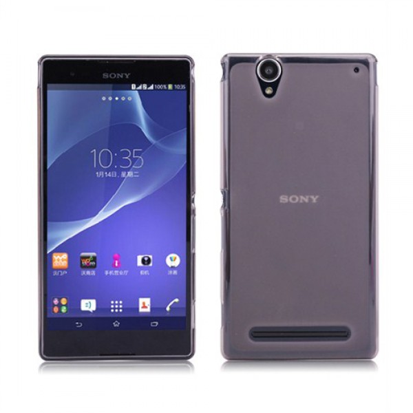 Sony Xperia T2 Ultra Kılıf Soft Silikon Şeffaf-Siyah Arka Kapa…