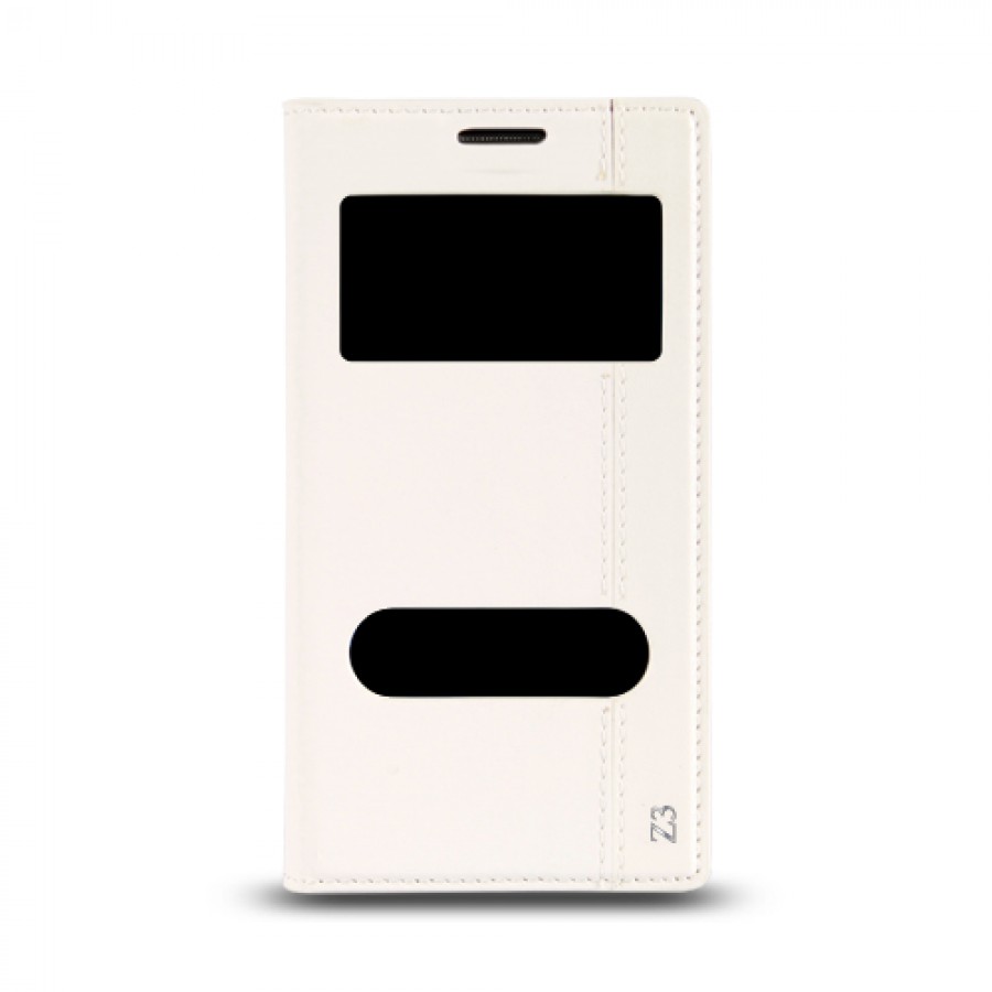 Sony Xperia Z3 Compact Gizli Mıknatıslı Pencereli Magnum Kılıf Beyaz