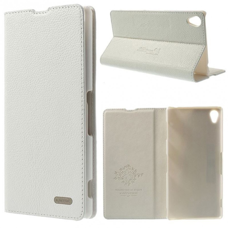 Sony Xperia Z3 KAIYUE Cüzdanlı Standlı Deri Kılıf Beyaz