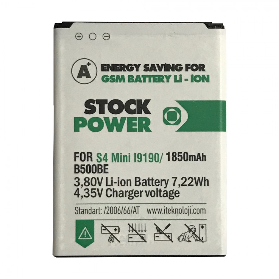 Stock Power Samsung Galaxy S4 Mini I9190 Batarya 1850 mAh