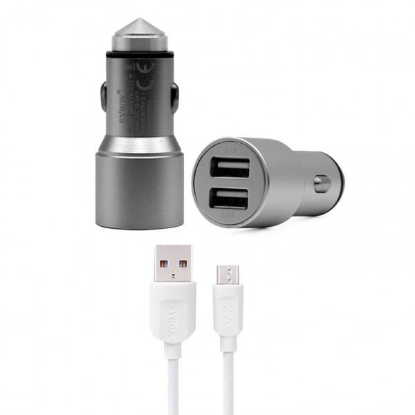 Syrox C32 Metal Araç İçi Şarj Adaptörü ve Micro USB Kablo Set 3.…