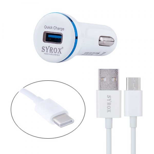 Syrox C48 Hızlı Şarj Type-C Araç İçi Oto Şarj Aleti 2.4A Beyaz…