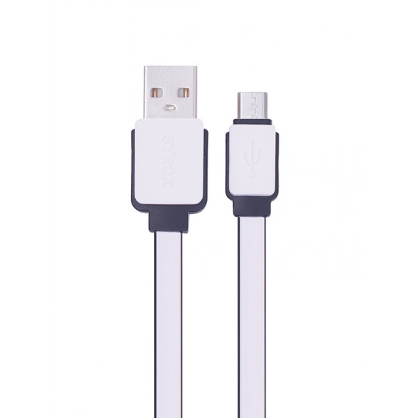 Syrox C63 Micro USB Şarj ve USB Data Kablosu Yassı 2.0A 1.2mt Beyaz…