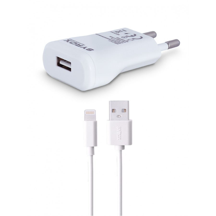 Syrox J17 iPhone Lightning Kablolu Şarj Aleti Set 1.0A Beyaz