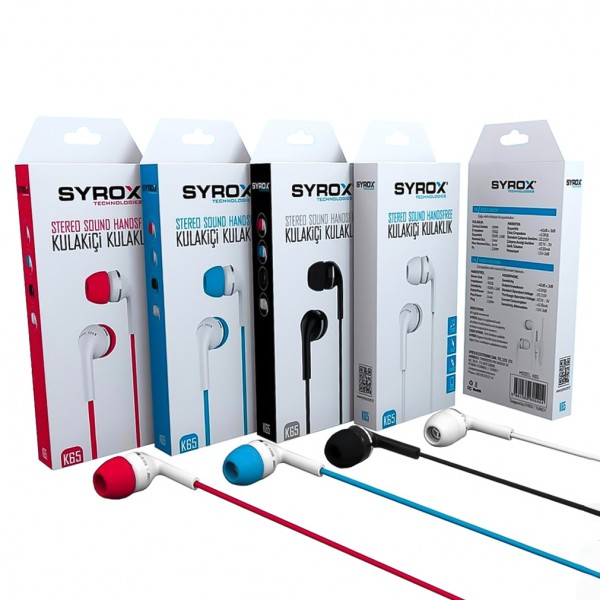 Syrox K65 Mikrofonlu Stereo Kulak İçi Kulaklık (3.5mm Jack)…