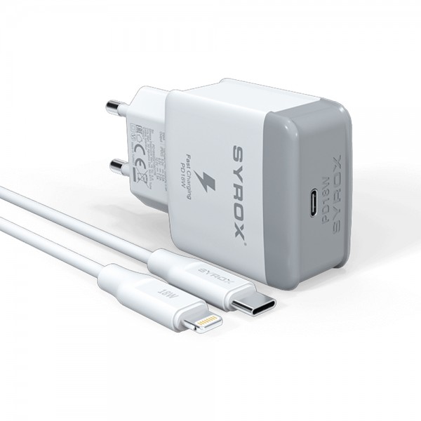 Syrox PD18L Type-C to Lightning Kablolu 18W PD 3A Hızlı Şarj Aleti …