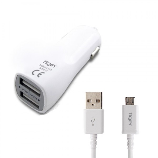 Tiger Araç Şarj Aleti ve Micro USB Kablo Set 2.0A Beyaz NT-012…