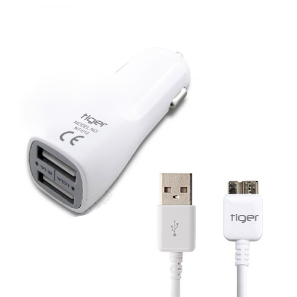 Tiger Araç Şarj Aleti ve  Note 3 / S5 (USB 3.0) Kablo Set Beyaz NT-0…