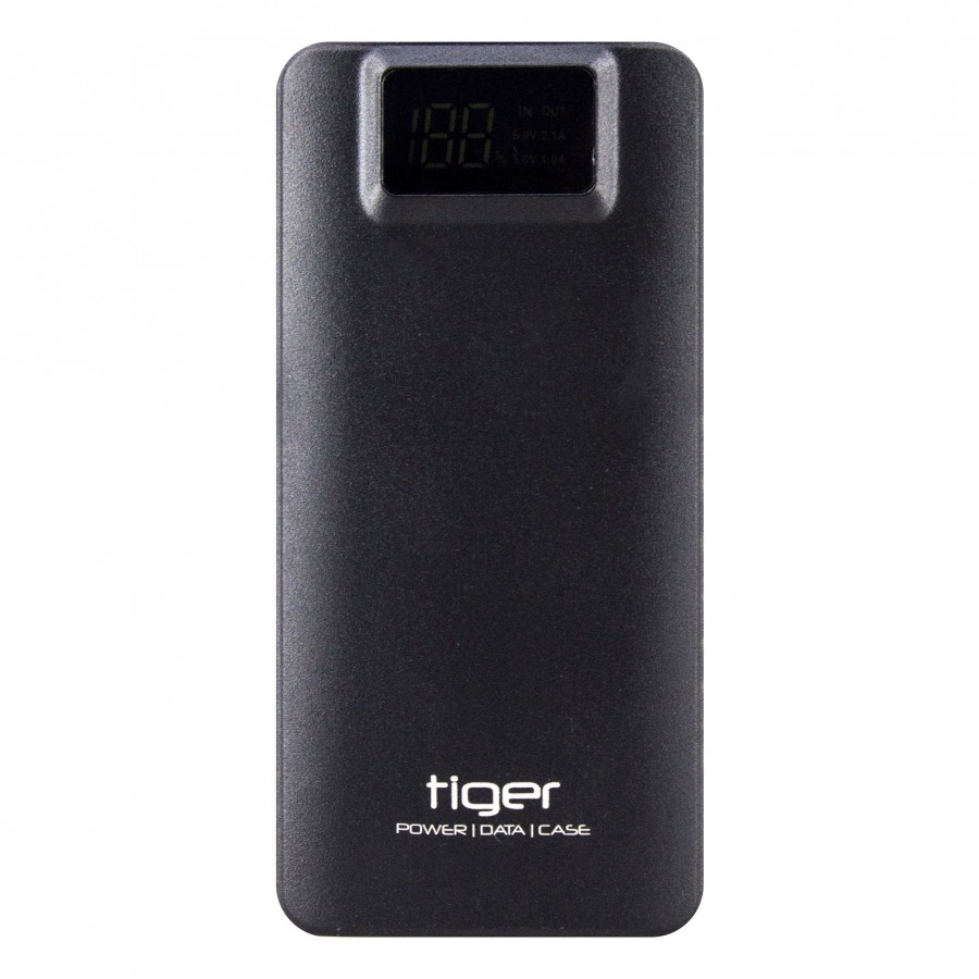 Tiger Powerbank Yedek Batarya Ekranlı Metal Kasa 8000 mAh S22 Siyah