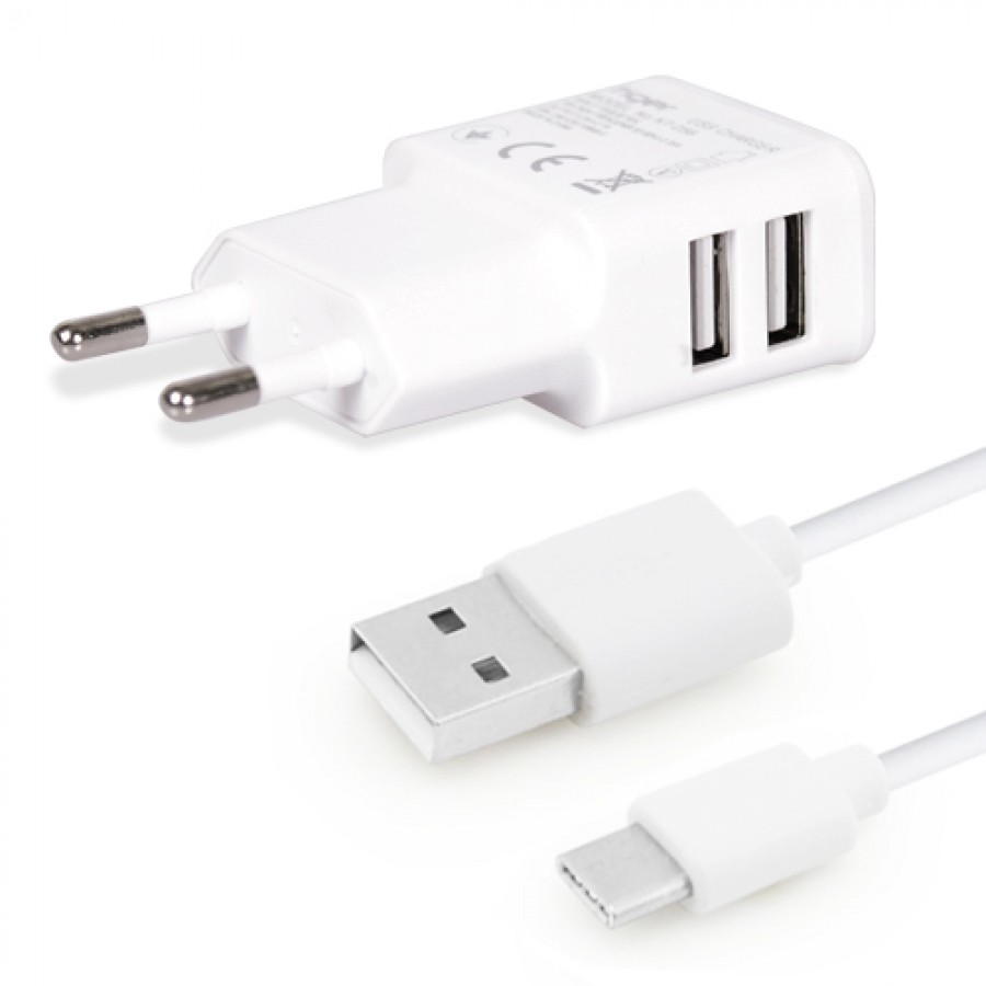 Tiger Şarj Aleti ve Type-C / USB-C Kablo Set Çift Girişli 2.0A