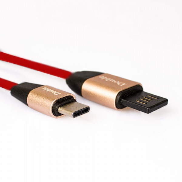 Type-C D-USB-C Çift Taraflı USB Kablo 2.1A Kırmızı