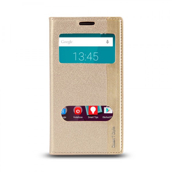 Vodafone Smart 7 Style Gizli Mıknatıslı Pencereli Magnum Kılıf Gold…