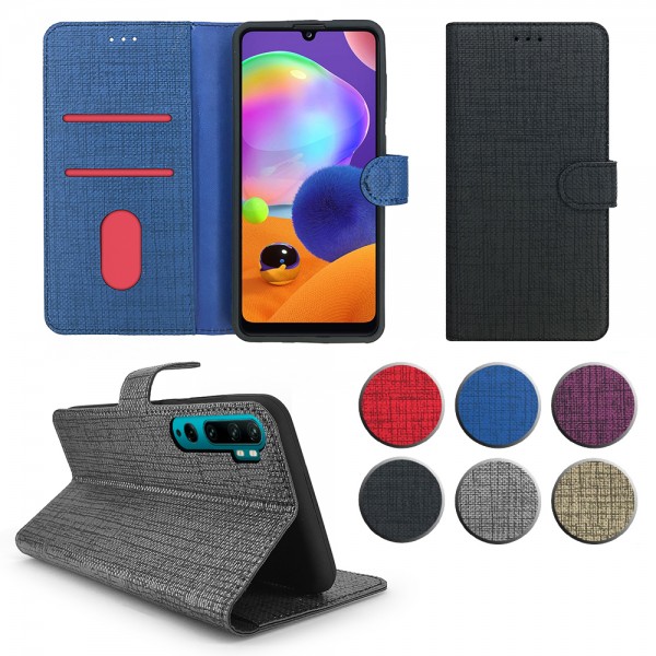 Xiaomi Mi Note 10 Kılıf FitCase Fabric Kapaklı Cüzdanlı…