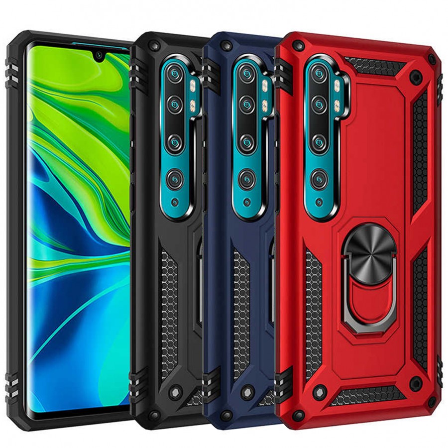 Xiaomi Mi Note 10 Kılıf Panzer Ring Tam Koruma Arka Kapak