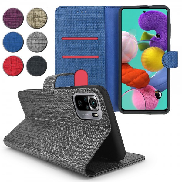 Xiaomi Redmi Note 10 Kılıf FitCase Fabric Kapaklı Cüzdanlı…