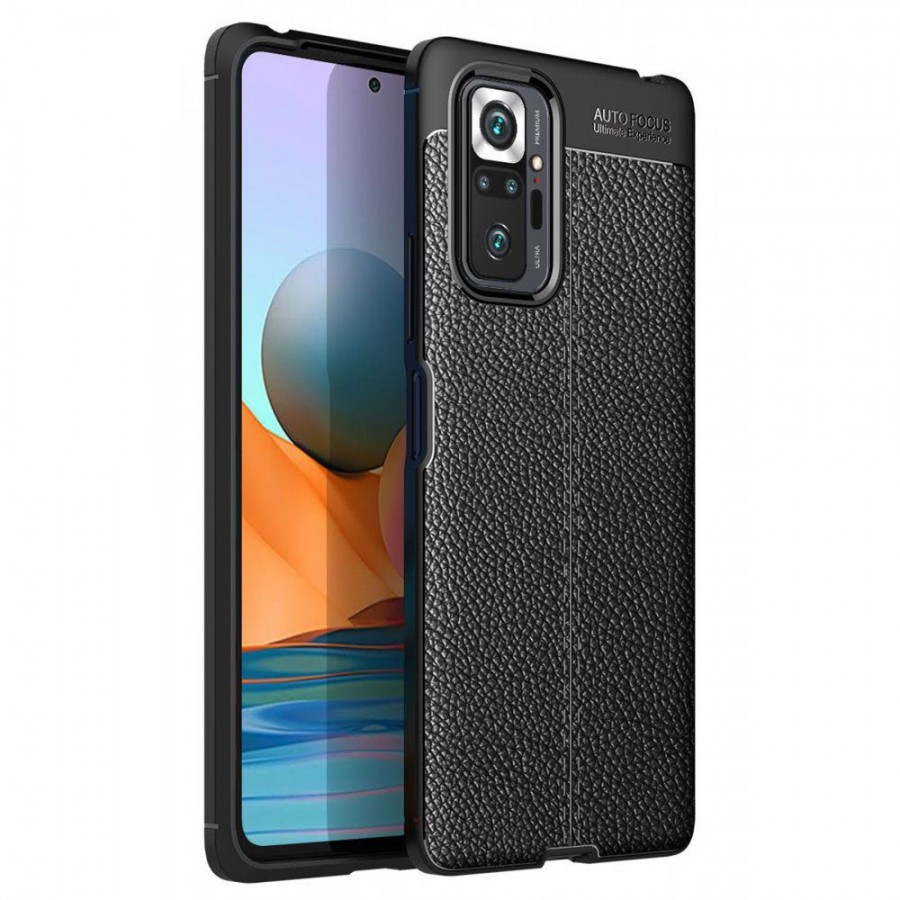Xiaomi Redmi Note 10 Pro Kılıf Focus Deri Desen Silikon Arka Kapak