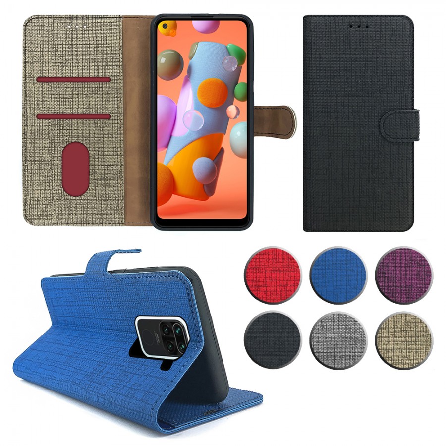 Xiaomi Redmi Note 9 Kılıf FitCase Fabric Kapaklı Cüzdanlı