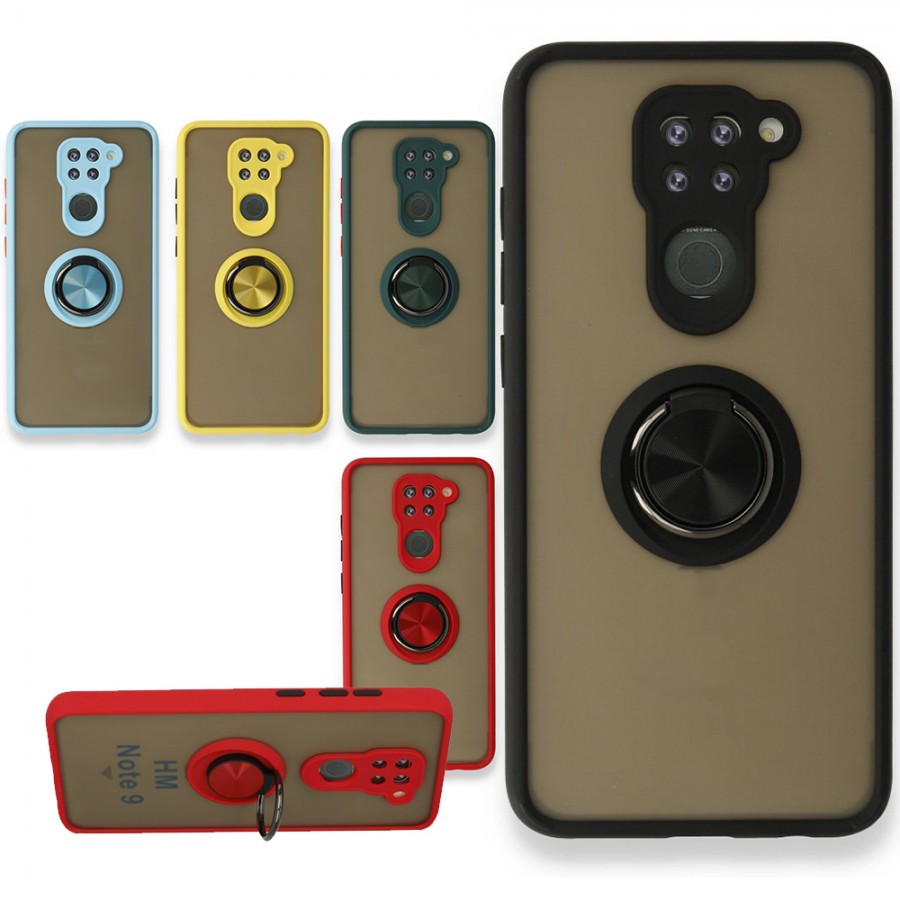 Xiaomi Redmi Note 9 Kılıf Montrea Ring Yüzük Stantlı Kapak
